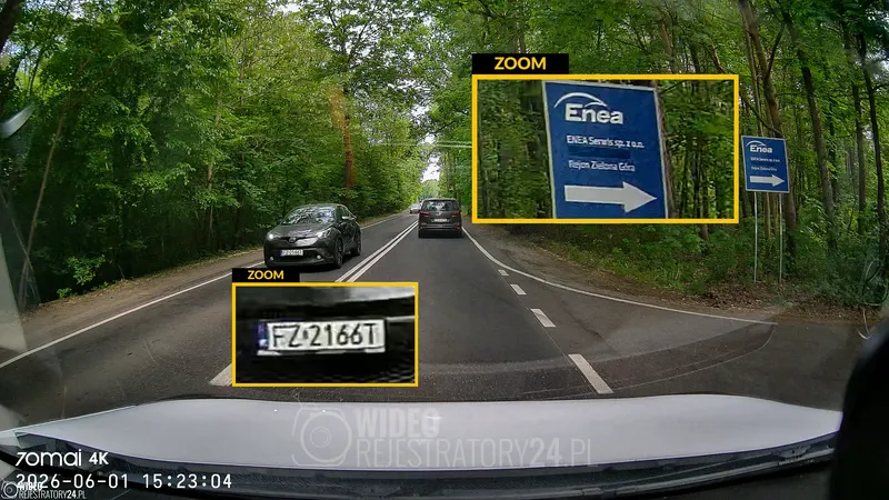skuteczność nagrań kamery samochodowej 70mai m310 plus 4k
